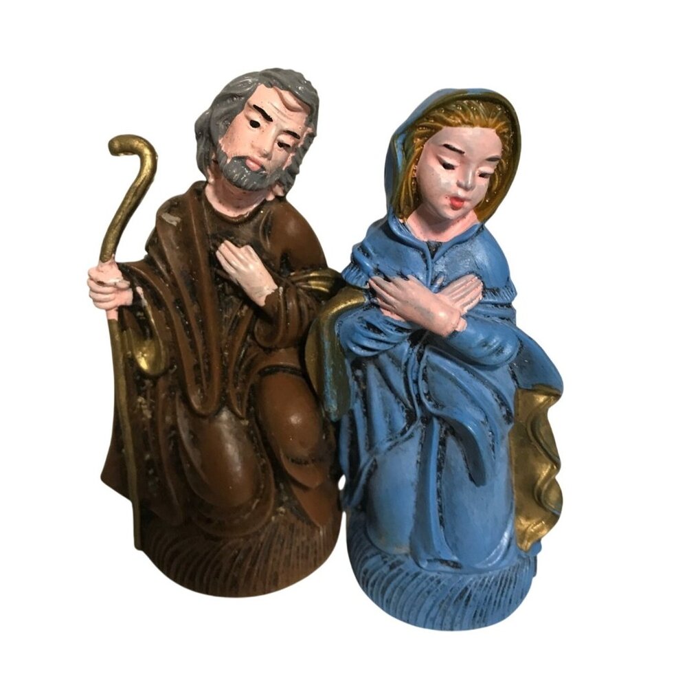 Italian Nativity Figurines Joseph & Mary Unbreakable Plastic Fontanini Style Vtg